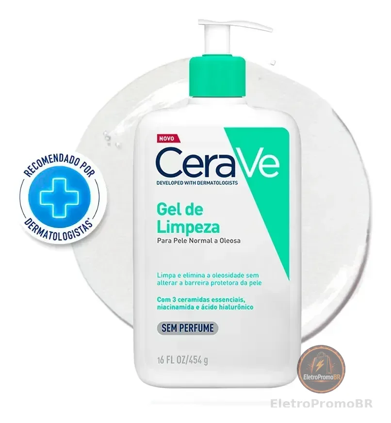 Gel de Limpeza Facial Pele Oleosa 3 Ceramidas e Niacinamida CeraVe 454g