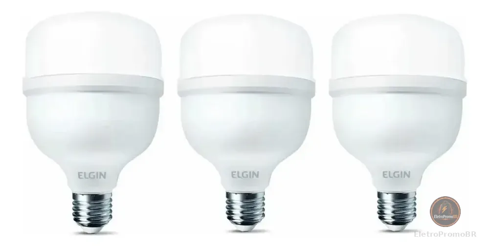 Kit 3 Lâmpadas Led Alta Potência Super Bulbo 40w Branco Frio Luz Branco-frio