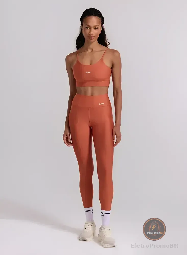 Conjunto Feminino Fitness Zero Transparência Top E Legging Terracota M
