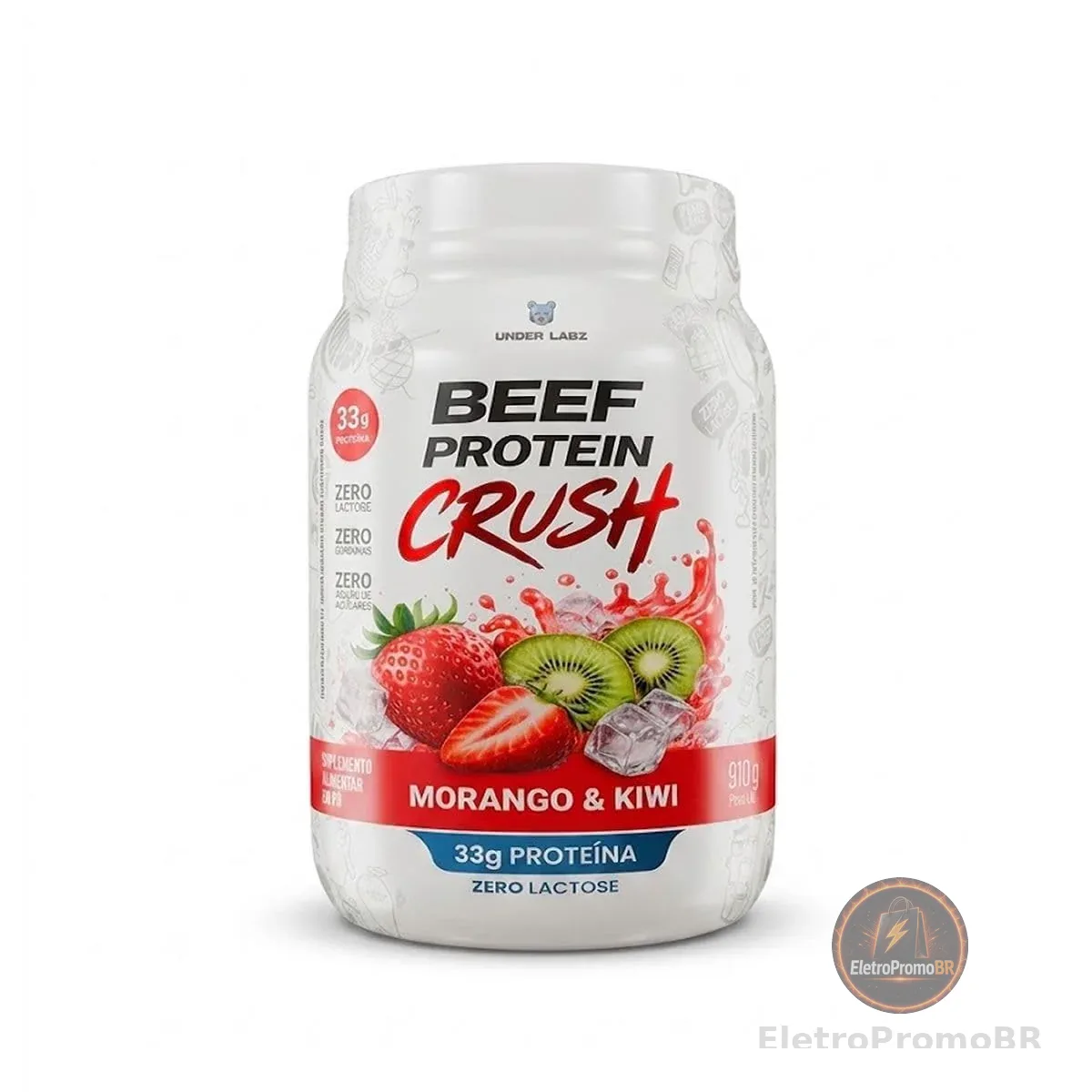 Beef Protein Crush (910g) Under Labz Sabor:Morango + Kiwi