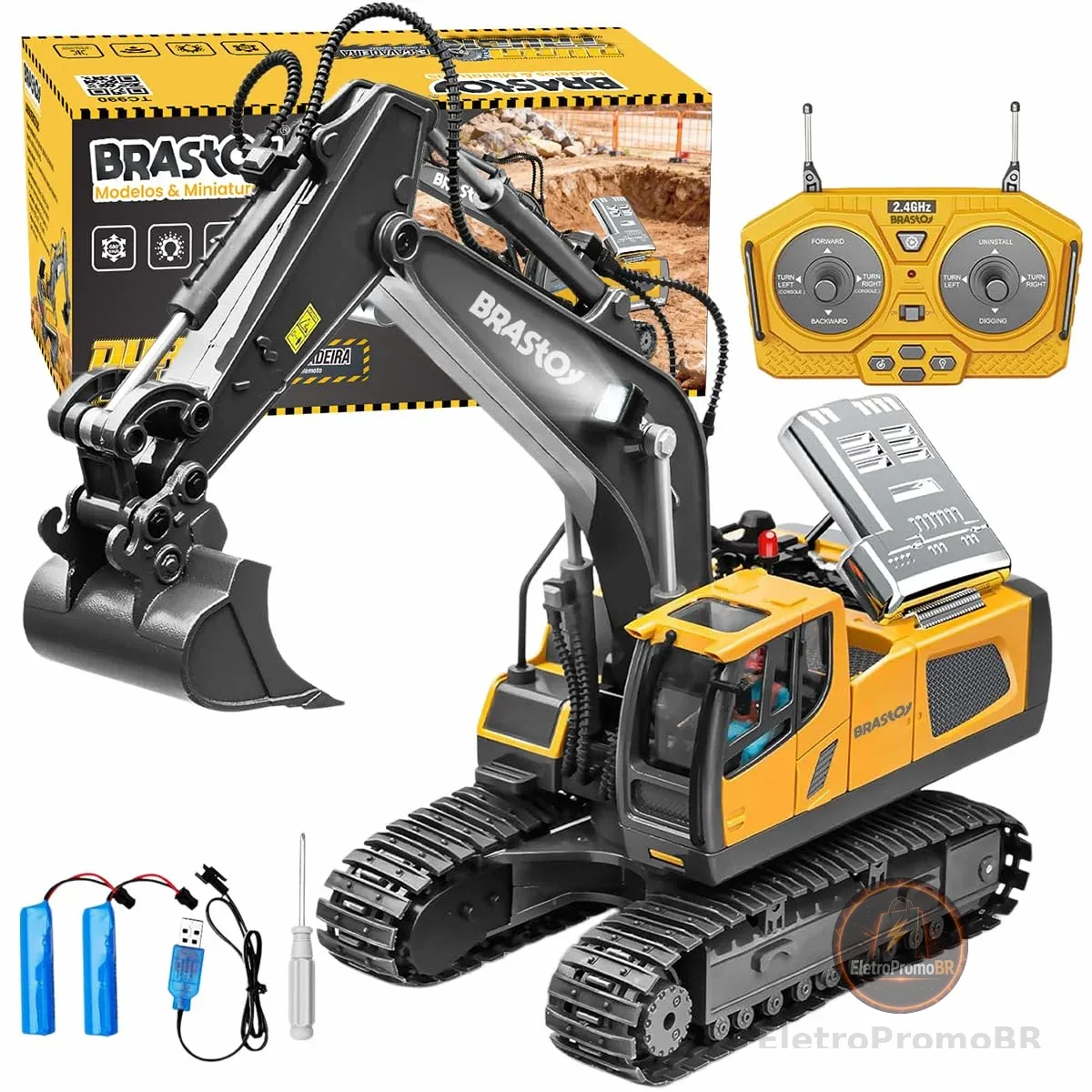 STEM Brinquedos Escavadeira de Controle Remoto - Caminhão de Construção de Controle Remoto, Presente para Crianças de 4 a 11 Anos