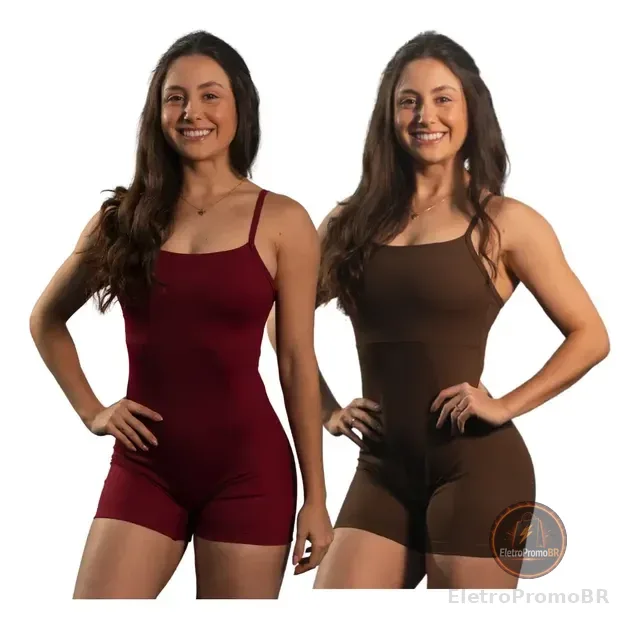 Kit 2 Macaquinho Curto Fitness Poli Academia