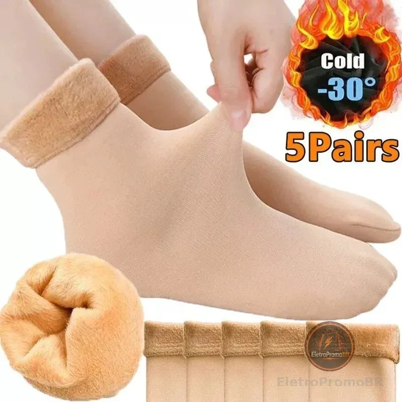Kit com 5,3,1 pares de meias/meias soquete térmica grossa flanelada fleece inverno frio intenso