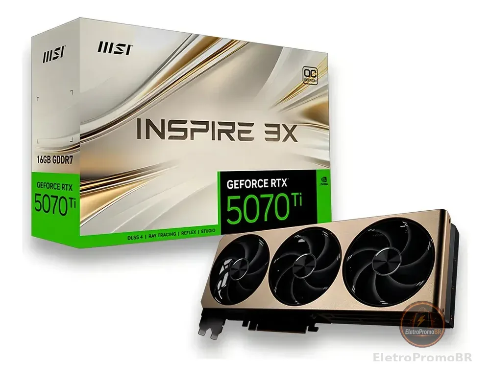 Placa De Vídeo Msi Geforce Rtx 5070 Ti Inspire 3x Oc 16gb