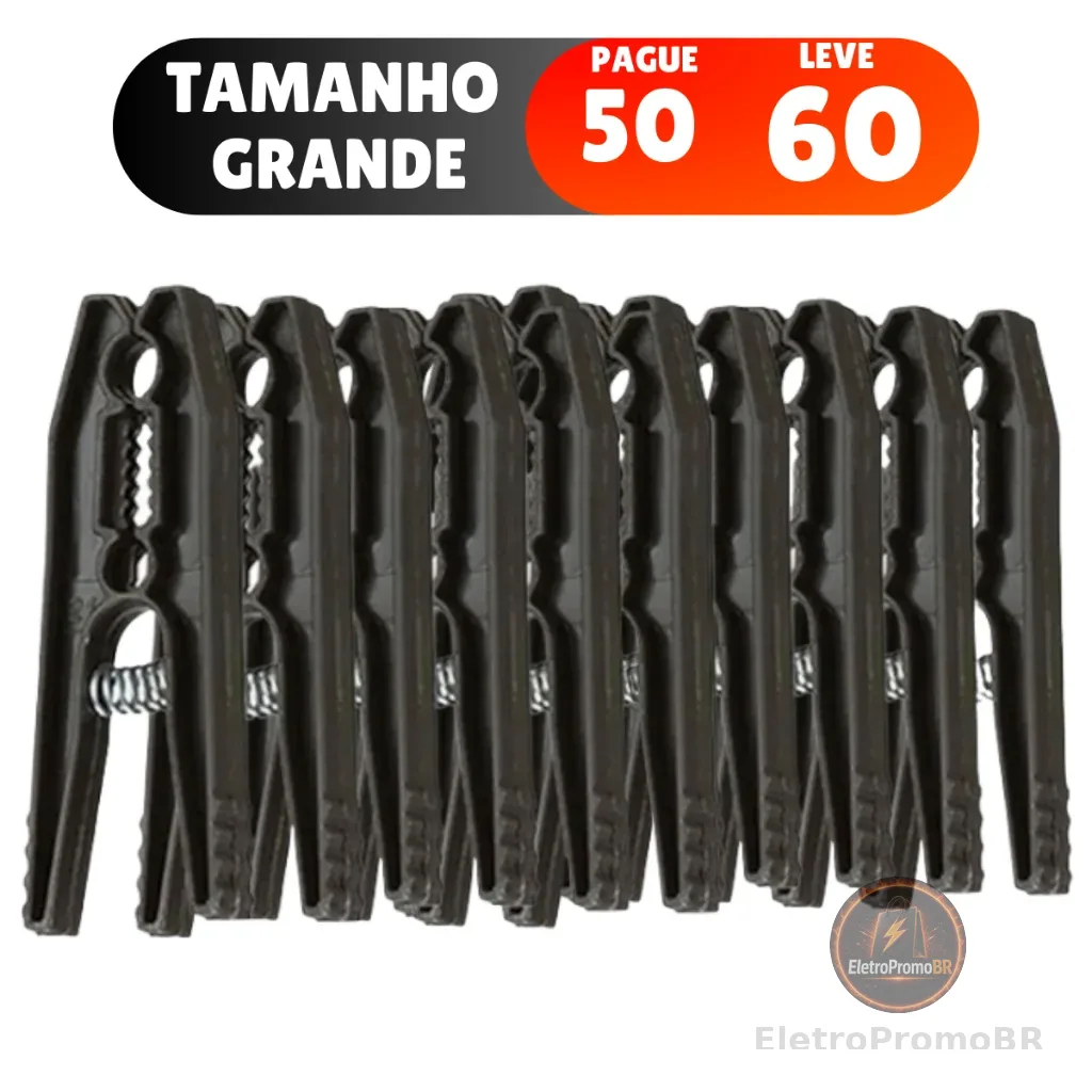 Kit 60 Prendedores De Roupas Grande Varal Pregador Roupa Reforçado Plástico Atacado