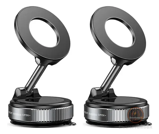 02 Suporte De Celular Para Veicular Gira 360° Dobrável Preto