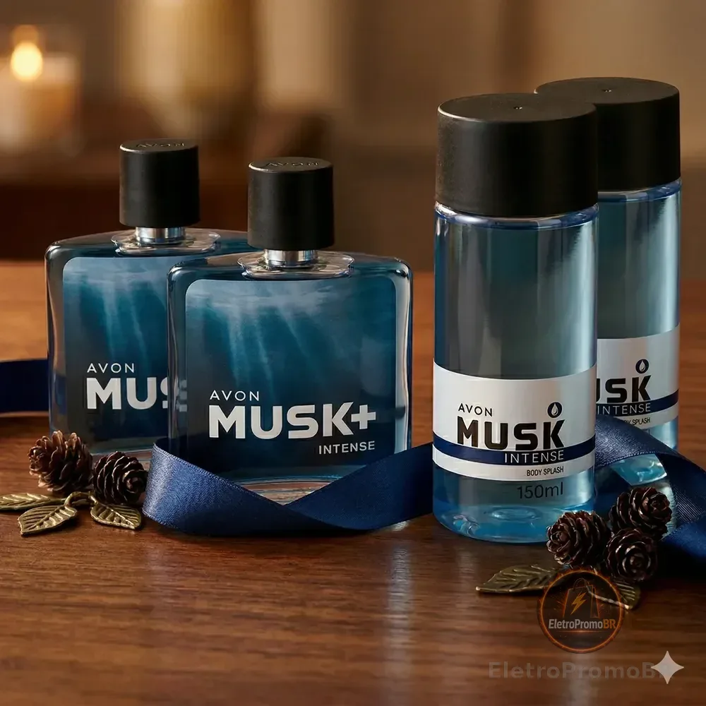 Kit Musk Intense 4 Itens: 2 Deo Colonia Intense 75ml + 2 Body Splash Intense 150ml