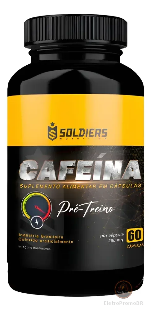 Cafeína Pura Soldiers Nutrition 200mg - Termogênico Cápsulas Natural