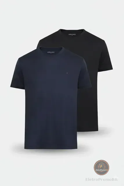 Kit 2 Camisetas Aramis Básicas Preto E Marinho