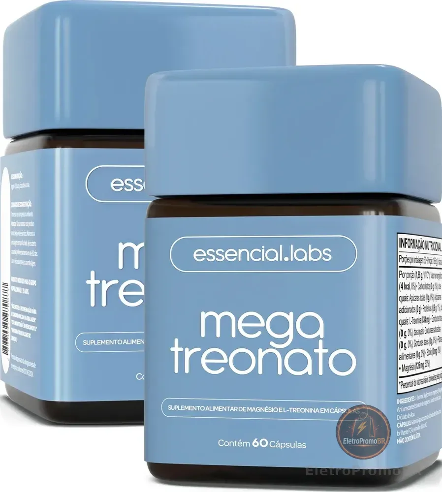 02 POTES do MEGA TREONATO - Magnésio com Máxima Concentração e Biodisponibilidade - 120 Cápsulas