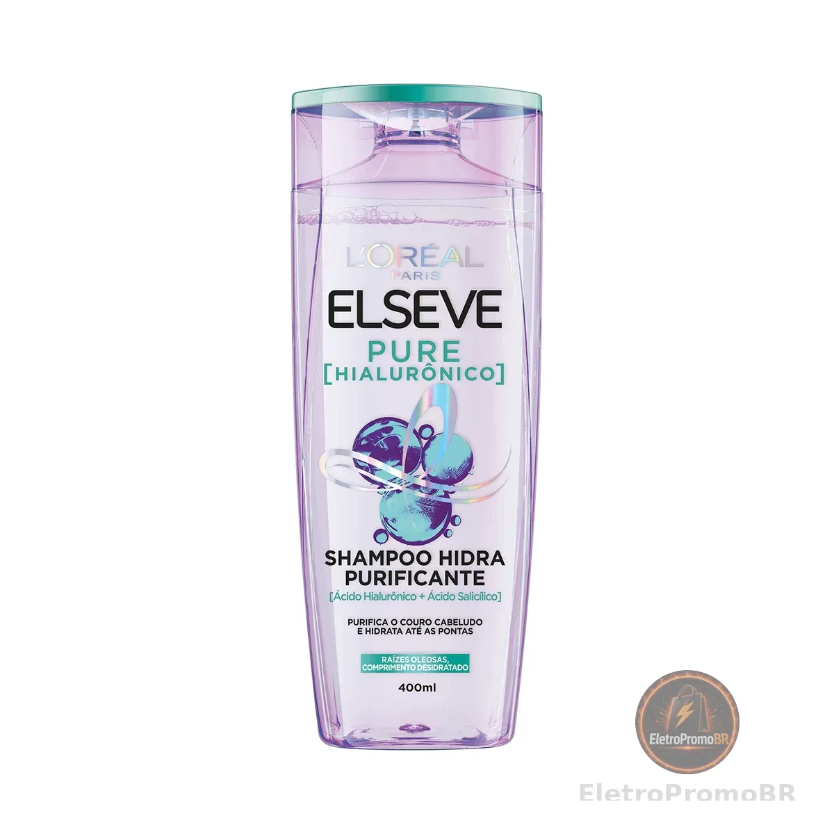 L'Oréal Paris Elseve Shampoo Hidra Purificante Pure Hialurônico, Purifica o Couro Cabeludo e Hidrata até as Pontas, 400ml