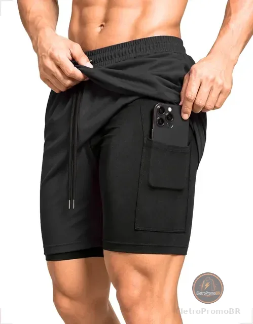 Short Compressão 2 Em 1 Masculino Bermuda Academia Treino