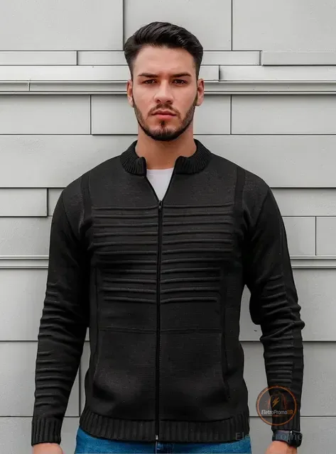 Blusa De Frio Lã Masculina Frio Zíper Quentinha Inverno Luxo