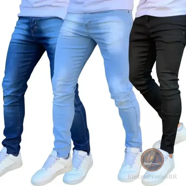 Kit 3 Calças Jeans Masculina Com Elastano Super Confortável