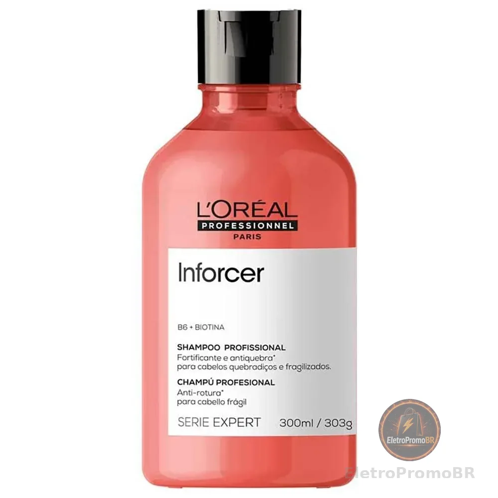 L'Oréal Professionnel Inforcer Shampoo Fortificante Antiqueda por Quebra, Crescimento Saudável Para Cabelos Frágeis e Quebradiços Com Biotina e Vitamina B6, 300ml