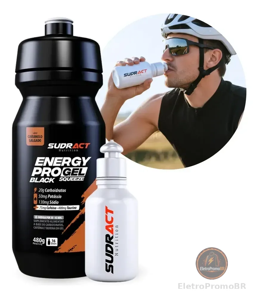 Energy Pro Gel Black Squeeze 480g - Sudract- Gel Energético Sabor Salted Caramelo