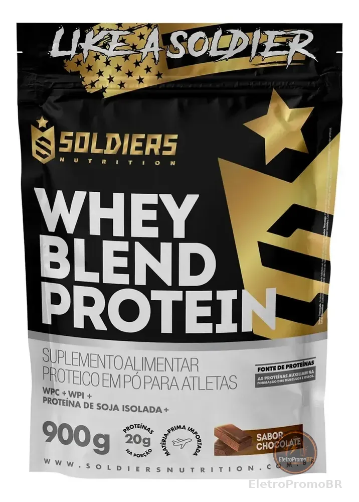 Whey Blend Protein Concentrado e Isolado 900g Sabor Chocolate Soldiers Nutrition