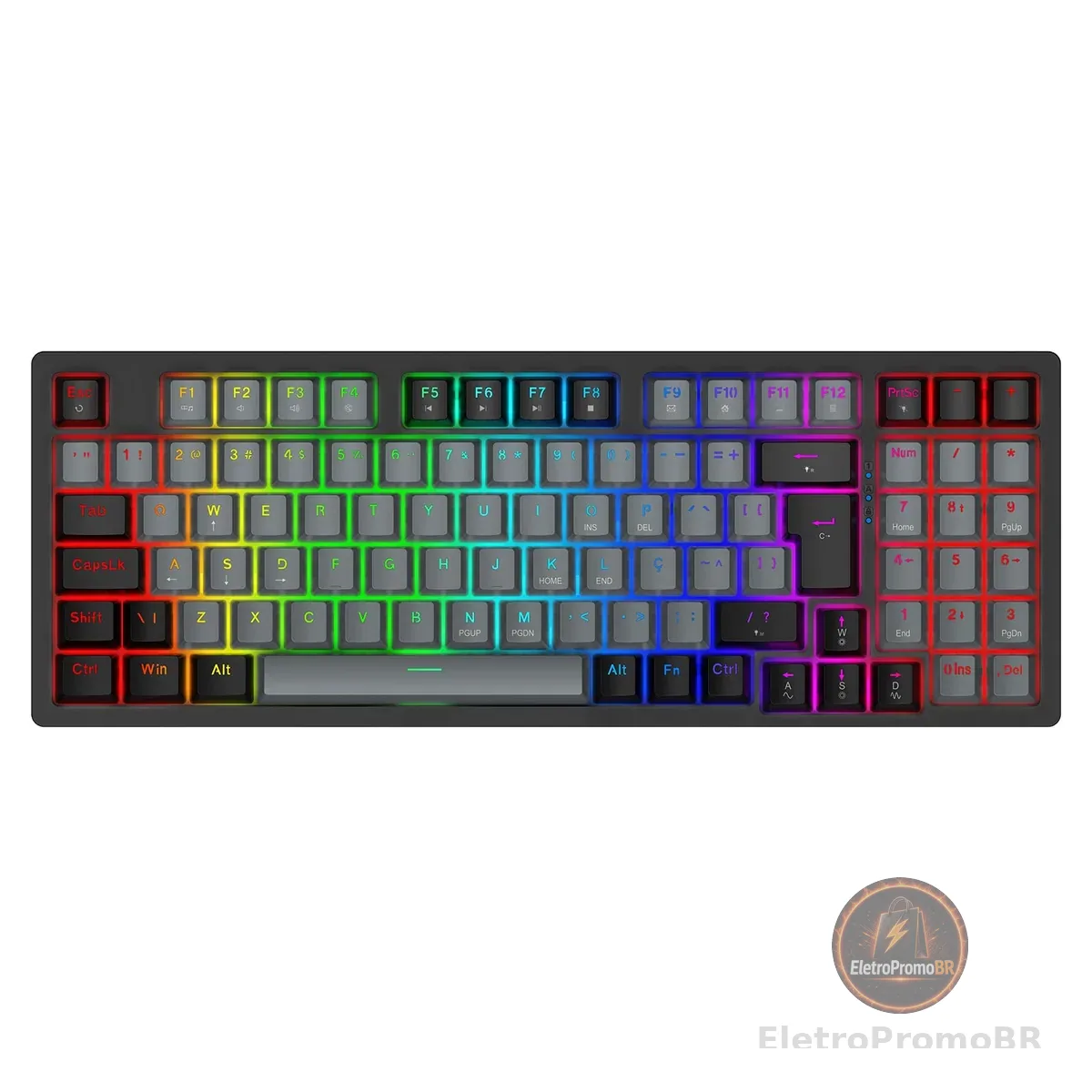 Teclado Mecânico Gamer com Fio 95 Teclas, RGB com 20 Modos de Iluminação, Switch Vermelho Hot Swap, Anti Ghosting, Teclado Compacto USB para PC, Notebook, Windows e Mac (Cinza)