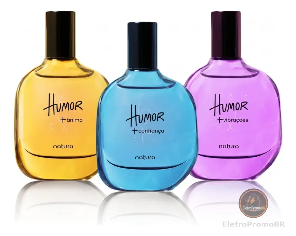 Kit Natura Humor Mood Boosters: Colônia Vibrações 25ml + Confiança 25ml + Ânimo 25ml (layering/sobreposições))