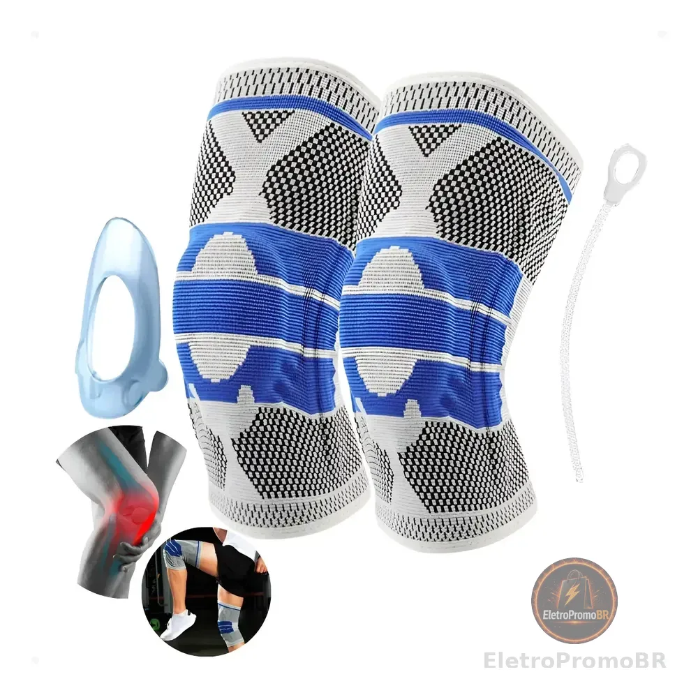 Kit 2 Joelheira Proteção Articulada Compressão Silicone 3d Cinza G