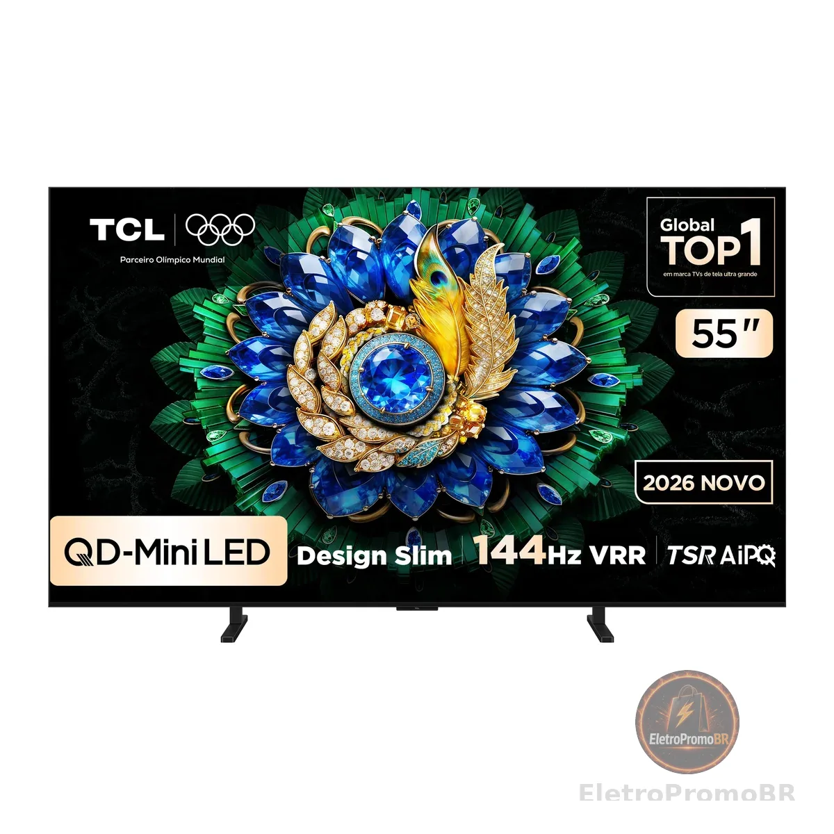 Smart TV TCL 55 Polegadas QLED Mini LED 4K A400M WiFi Bluetooth Google TV HDR10+ 144 Hz VRR 55A400M