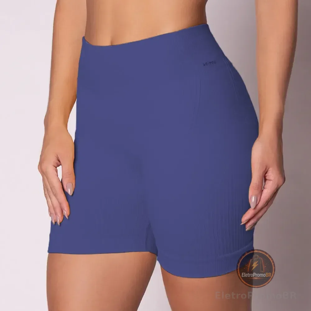 Short Academia Feminino Poliamida Selene Zero Transparência Azul Índigo Short Fitness Short Esportivo Short Legging Short Selene Short Poliamida Shortinho G Short Zero Transparência