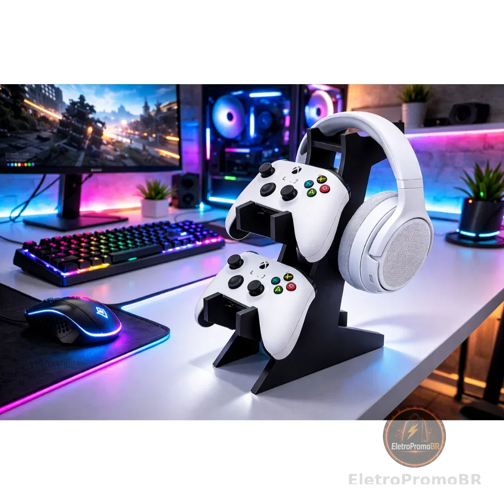 Suporte Gamer Porta Controle Videogame Para Ps4 Xbox Ps5 Fone de Ouvido Headset