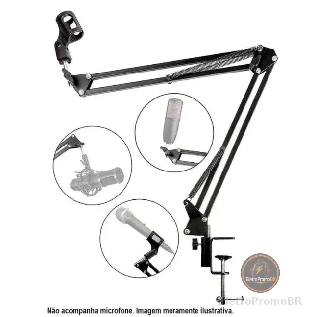Braço Suporte Pedestal De Mesa Articulado Para Microfones