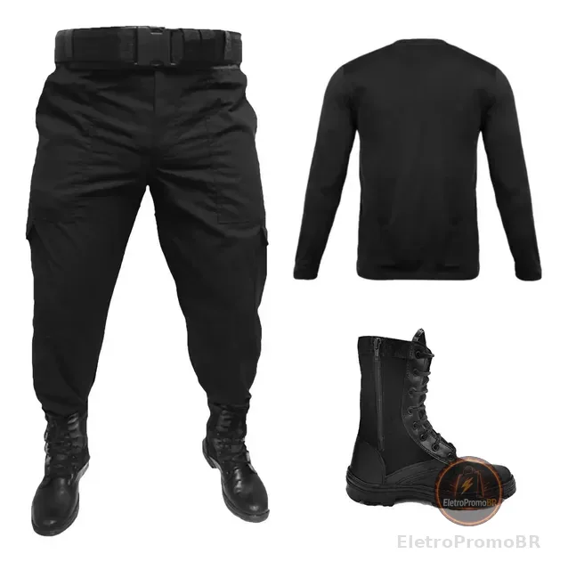 Calça Tática Ripstop Trabalho+ Coturno + Camiseta Ml + Cinto