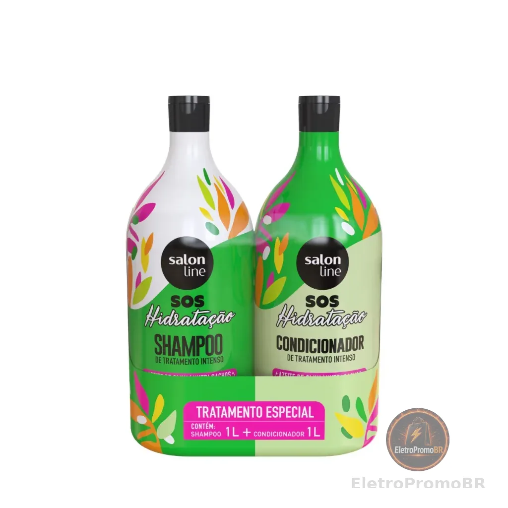 Kit S.O.S Hidratação Azeite de Oliva Shampoo e Condicionador Litrão Salon Line