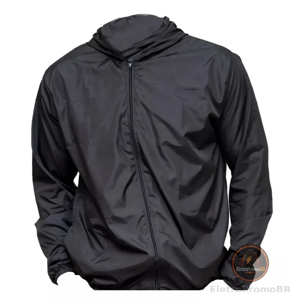 Corta Vento Jaqueta Masculino Lisa com Capuz e Bolso e ziper