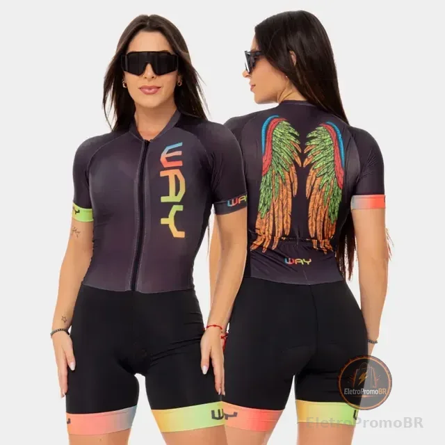 Macaquinho Ciclismo Feminina Roupa Macacao Ciclista Gel Bike