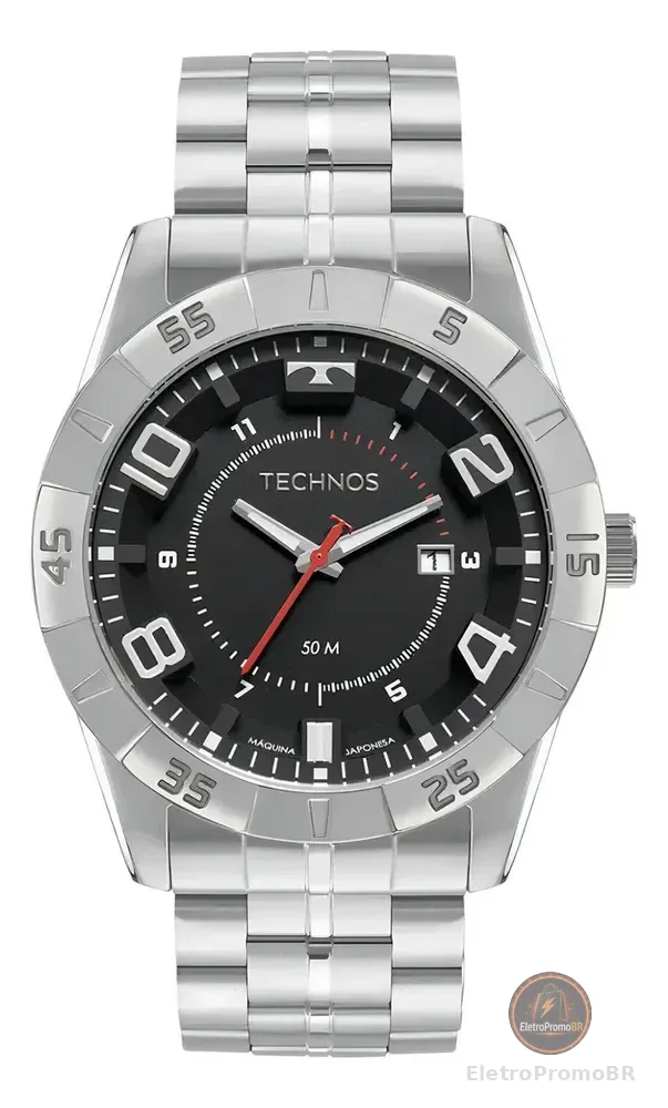 Relógio Technos Racer Masculino Dourado Analógico Quartzo 50M Fundo Preto