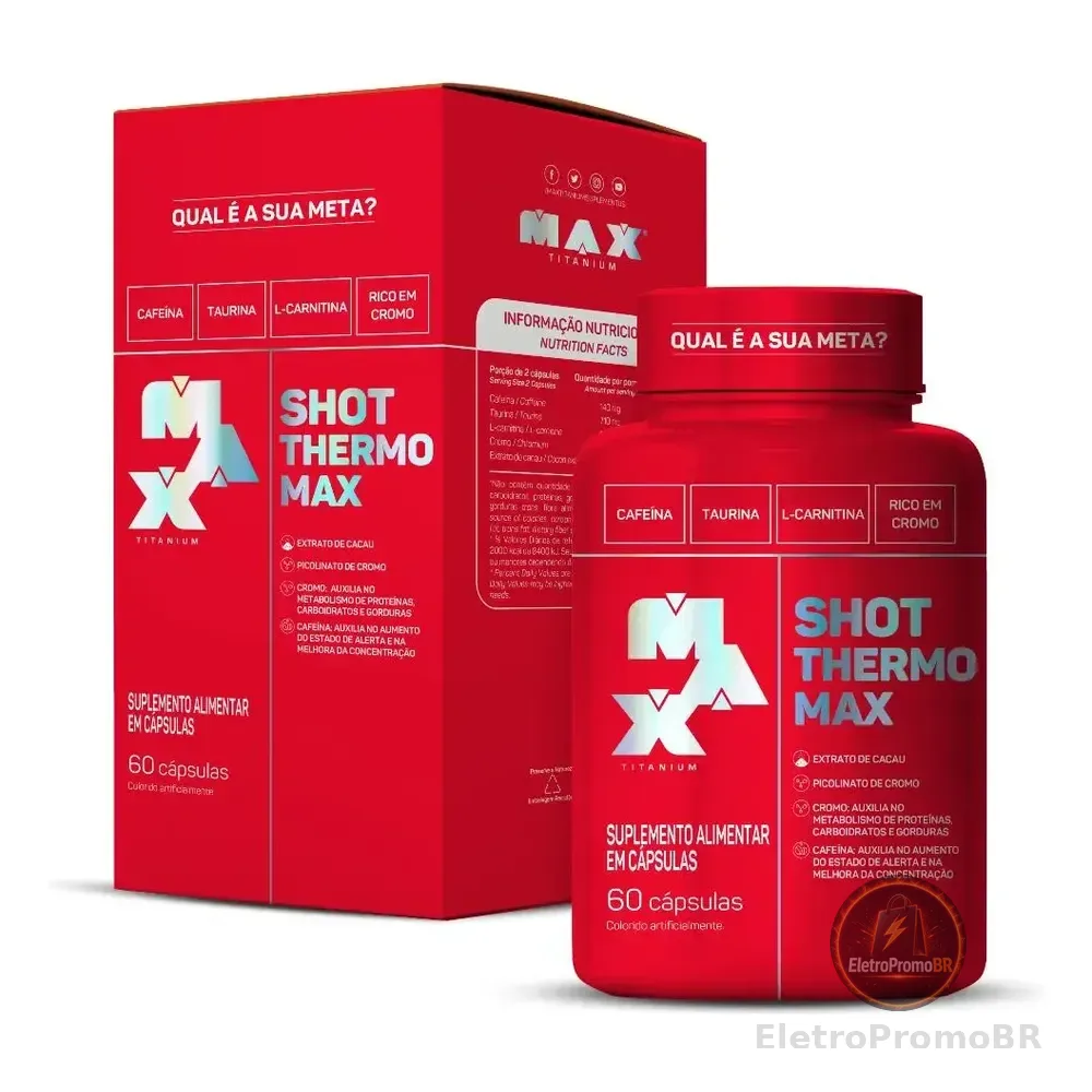 Shot Thermo Max 60 Cáps - Pre Contest Max Titanium Sem Sabor