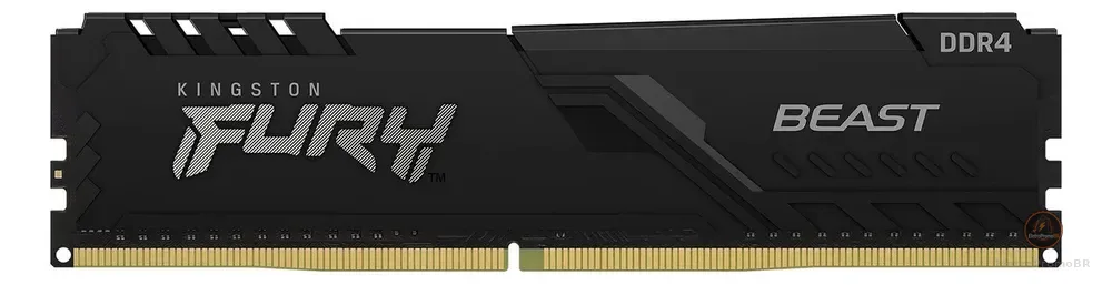 Memória Ram Para Pc Ddr4 16gb 3200mhz Cl16 (1x16gb) Kingston Fury Beast Kf432c16bb/16 Udimm Cor Preta