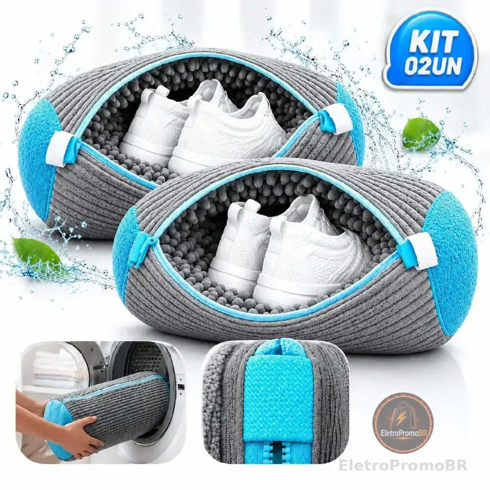 Kit 2 Saco Para Lavagem De Sapatos e Tênis Na Máquina De Lavar Com Protetor Anti-estrago de Poliéster