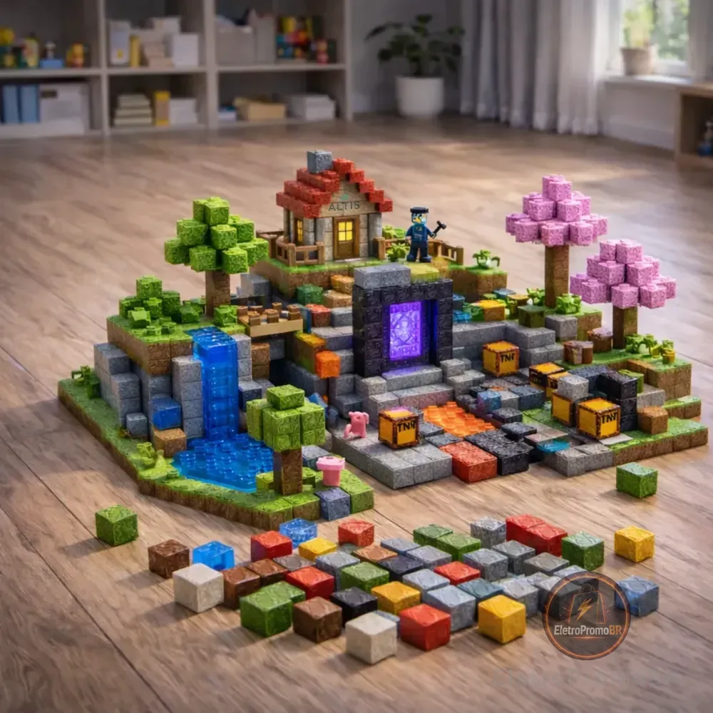 Kit 100 Blocos Magnéticos De Montar Construção Brinquedo 100