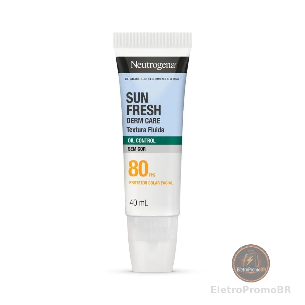 Neutrogena Sun Fresh Derm Care Oil Control Fluido, Sem Cor, FPS 80, 40mL