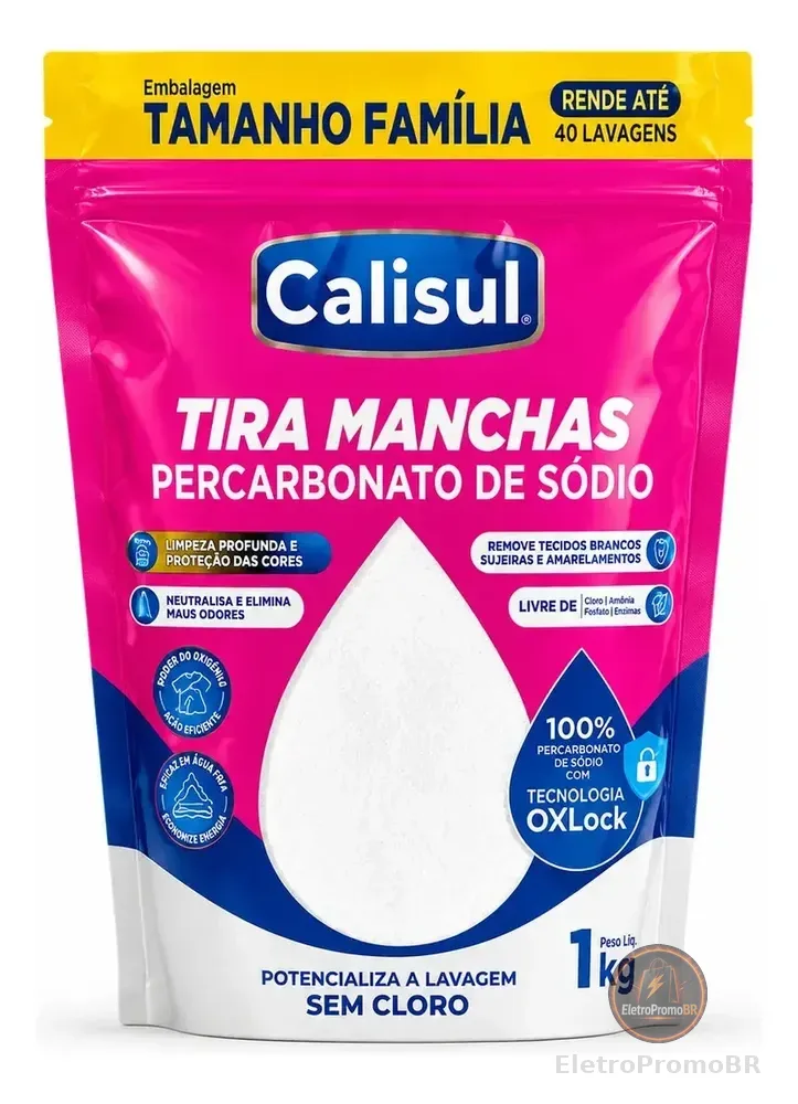 Percarbonato De Sódio 100% Tira Manchas Calisul - Roupas Brancas e Coloridas