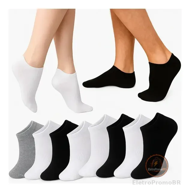 Kit 12 Pares Meia Soquete Cano Curto Unissex  Premium Full