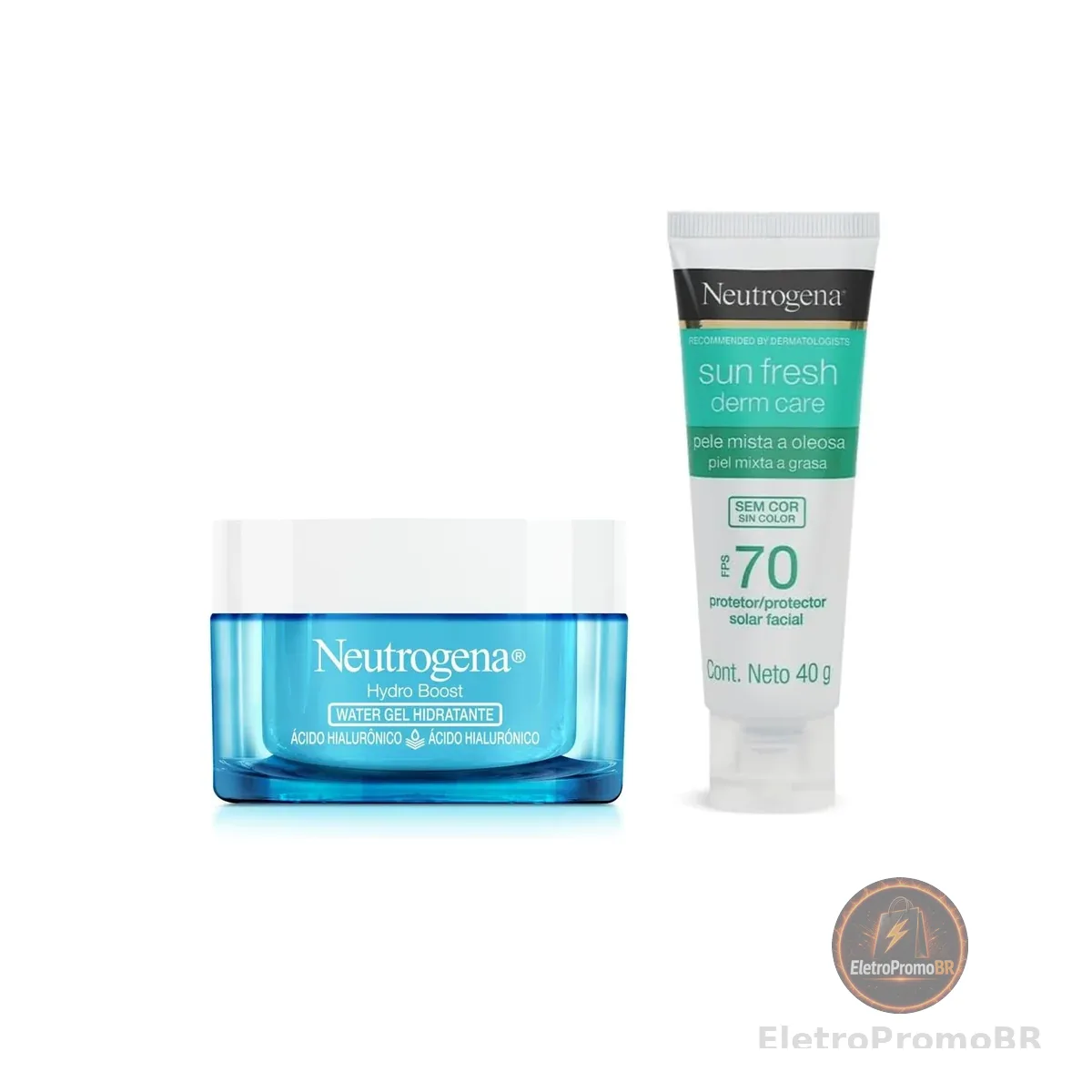 Kit Neutrogena Hidratante Facial Hydro Boost Water Gel 50g + Sun Fresh Protetor Solar Facial FPS 70 40g