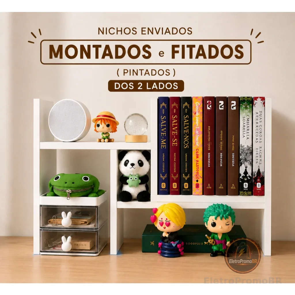 Nicho Organizador Ajustável de Mesa livros home office Escritório Cozinha Funkos Mangas