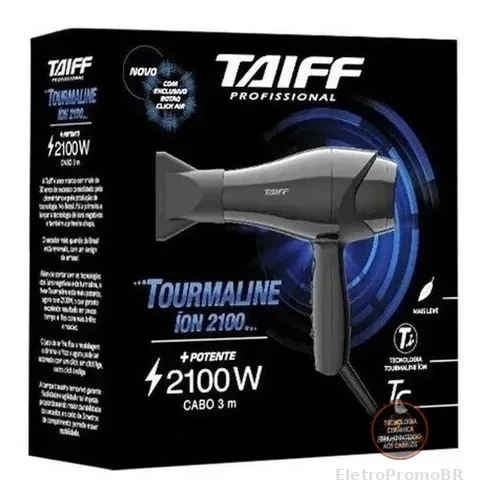 Secador Taiff Tourmaline Íon 2100W – Alta Performance Preto