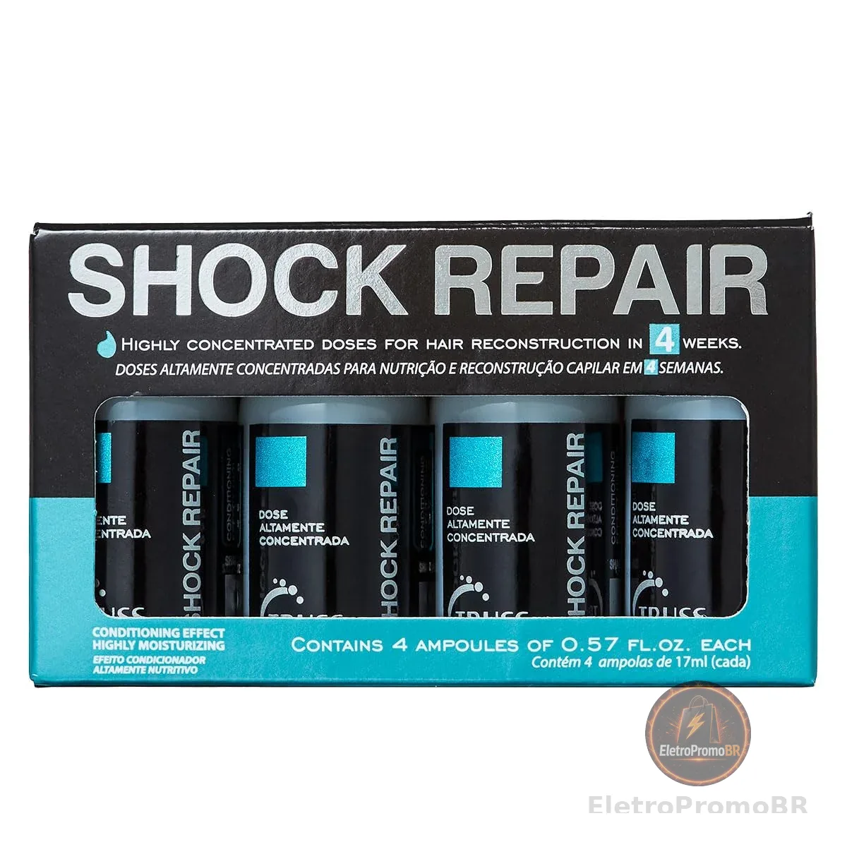 Truss Tratamento Shock Repair | Ampola Capilar Reconstrutora e Hidratante | 4x17ml