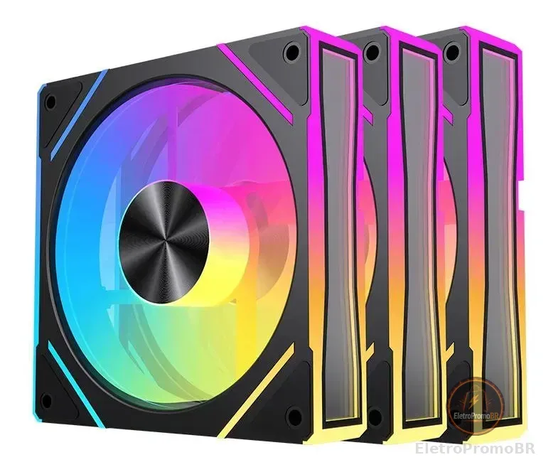 Kit Ventoinhas Acegeek Silverline, Argb, 3x120mm, Preto.