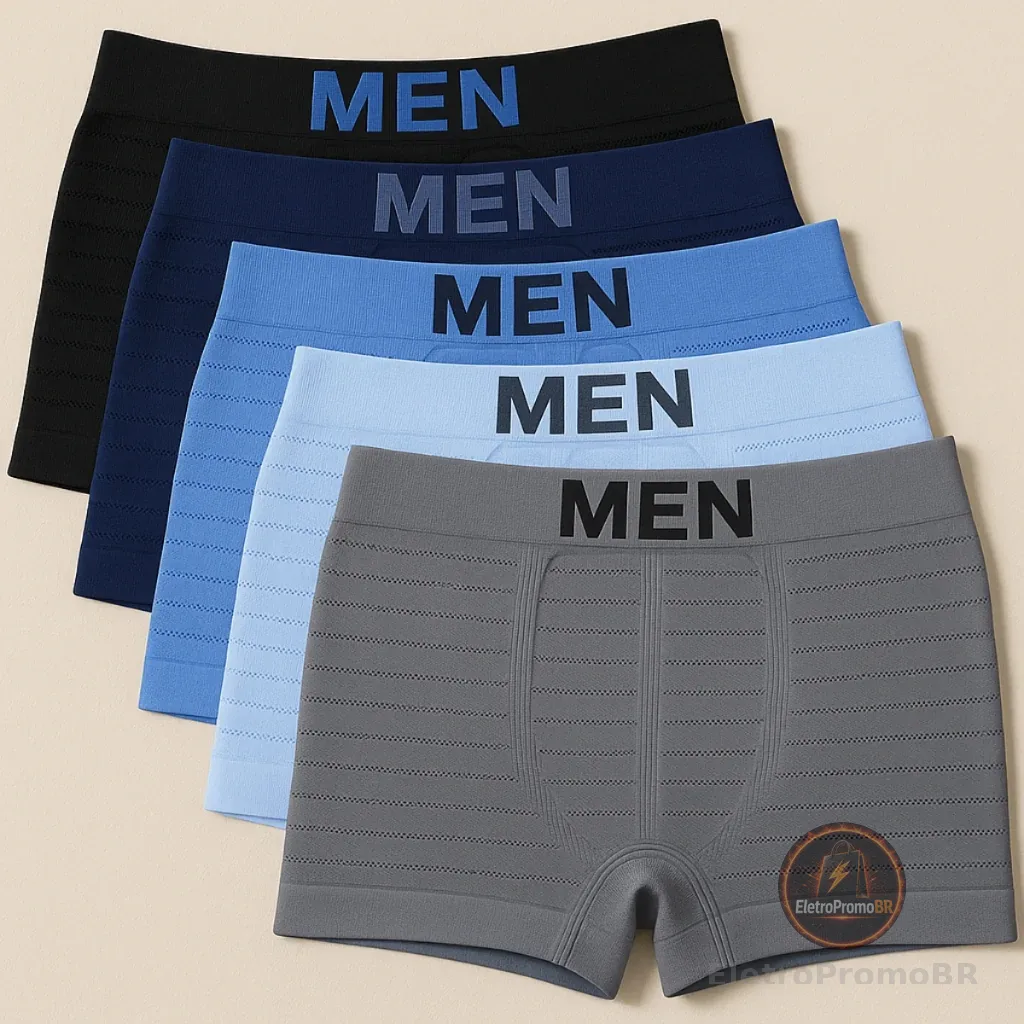 Kit 5 Cueca Box Masculina Sem Costura Cueca Masculina Boxer Kit de Cuecas Adulto Microfibra Premium