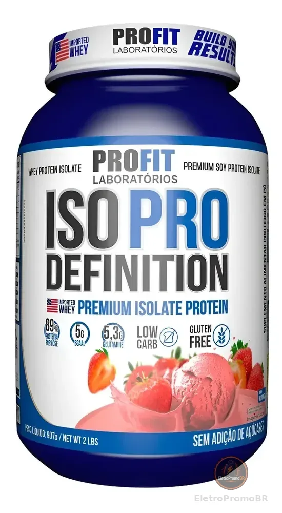 Iso Pro Definition Premium Isolate Protein 907g Profit Full Sabor Morango
