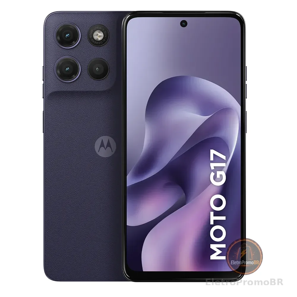 Smartphone Motorola Moto G17 4g - 128gb 4gb Ram + 8gb Ram Boost, Camera 50mp Sony Lytia 600, Tela Fhd+ 60hz, Bateria 5200 Mah - Roxo