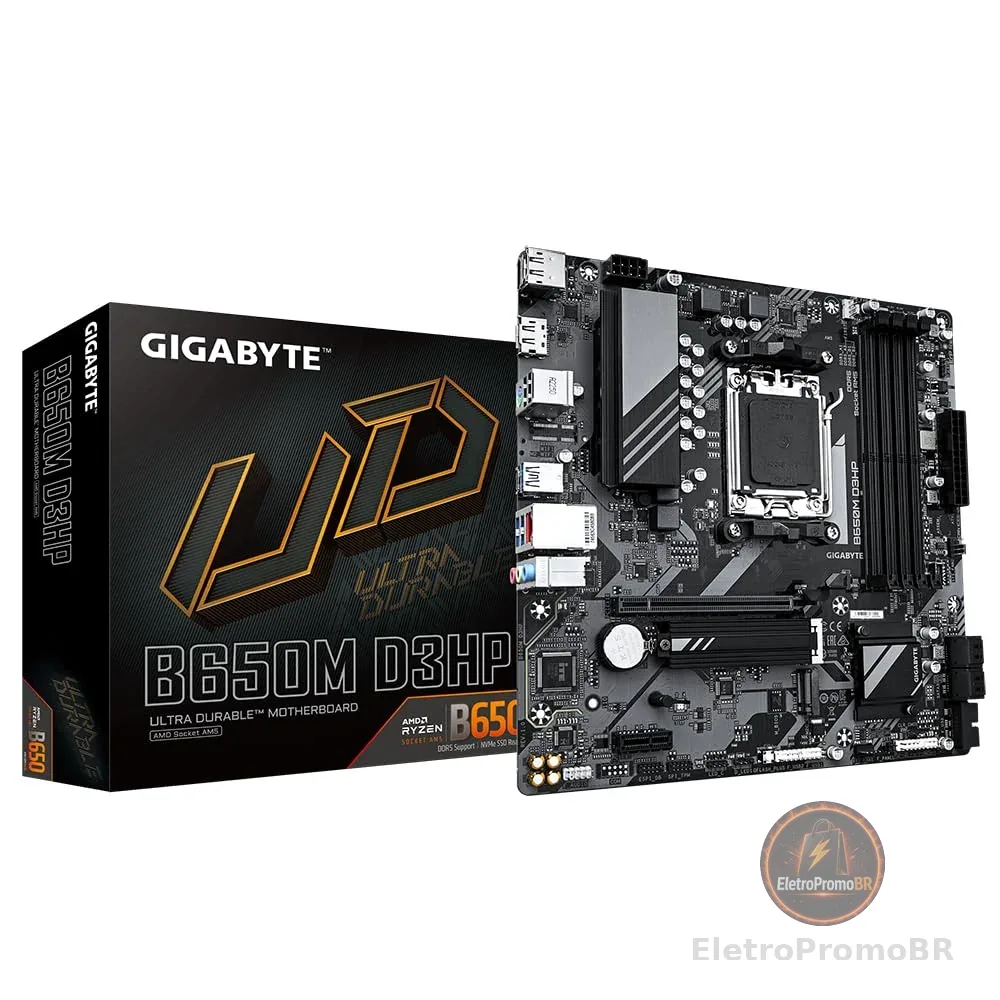 Placa Mãe Gigabyte B650M D3HP (AM5/4xDDR5/HDMI/DP/USB 3.2/M.2)