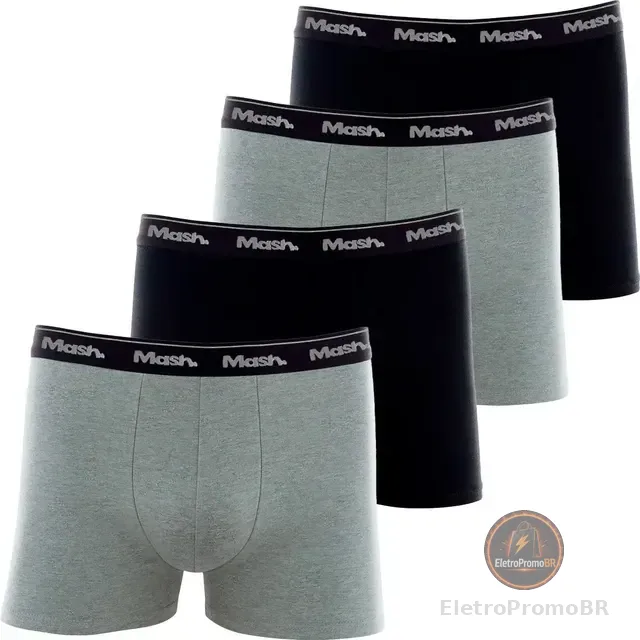 Kit 4 Cuecas Boxer Mash Algodão Box Confortável Original